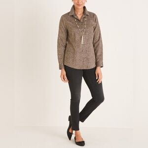 Chico's Animal Print Button Down Luxury Shirt